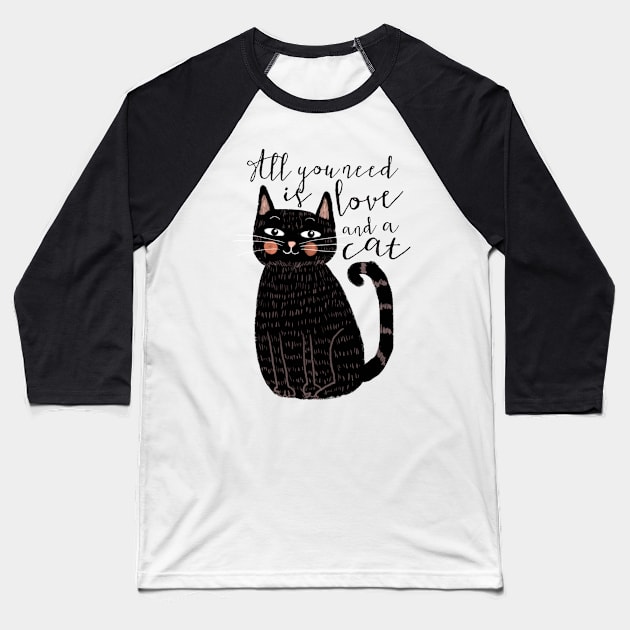 All you need is love and a cat Art Print Cat wall Art || Cat lover gift || pet wall hanging  || Mia Charro Poster Baseball T-Shirt by MiaCharro